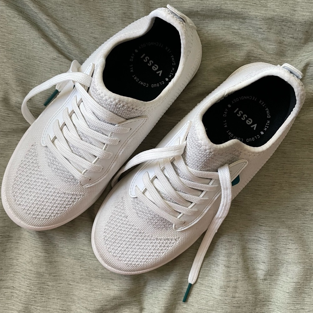 Vessi Weekend White Knit Sneakers